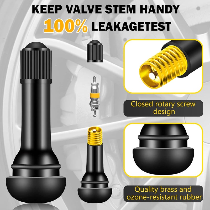 Tottist Tire Valve Stems Rubber Black Rubber Snap-in Valves,Tubeless Valve Stems Suit for 0.453 inch Rim Holes on Standard Vehicle Tires (150pcs（TR413-150pcs）) - Image 4
